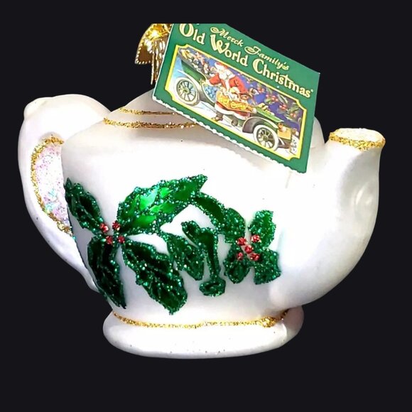 Old World Christmas OWC Blown Glass Katherine's Teapot and Teacup Set with Tags - Picture 12 of 16